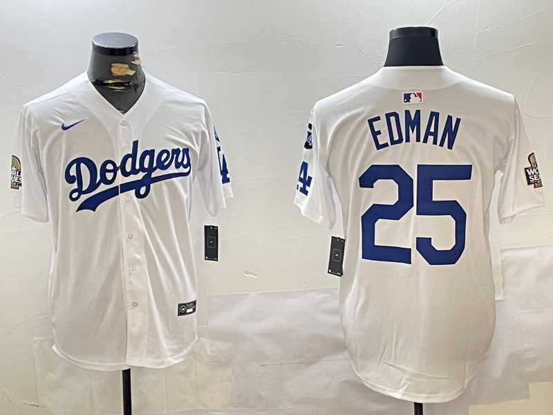 Men's Los Angeles Dodgers #25 Tommy Edman White 2024 World Series With Fernando Memorial Patch Home Limited Stitched Jerseys,We sell and wholesale Men's Los Angeles Dodgers #25 Tommy Edman White 2024 World Series With Fernando Memorial Patch Home Limited Stitched Jerseys on line form chian!
